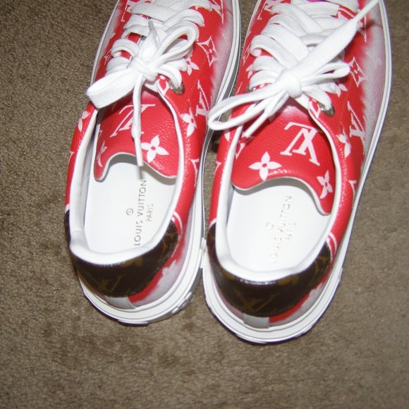 🔥 size 8.5/39 Authentic Louis Vuitton Time Out sneaker Red and Pink - Picture 6 of 16
